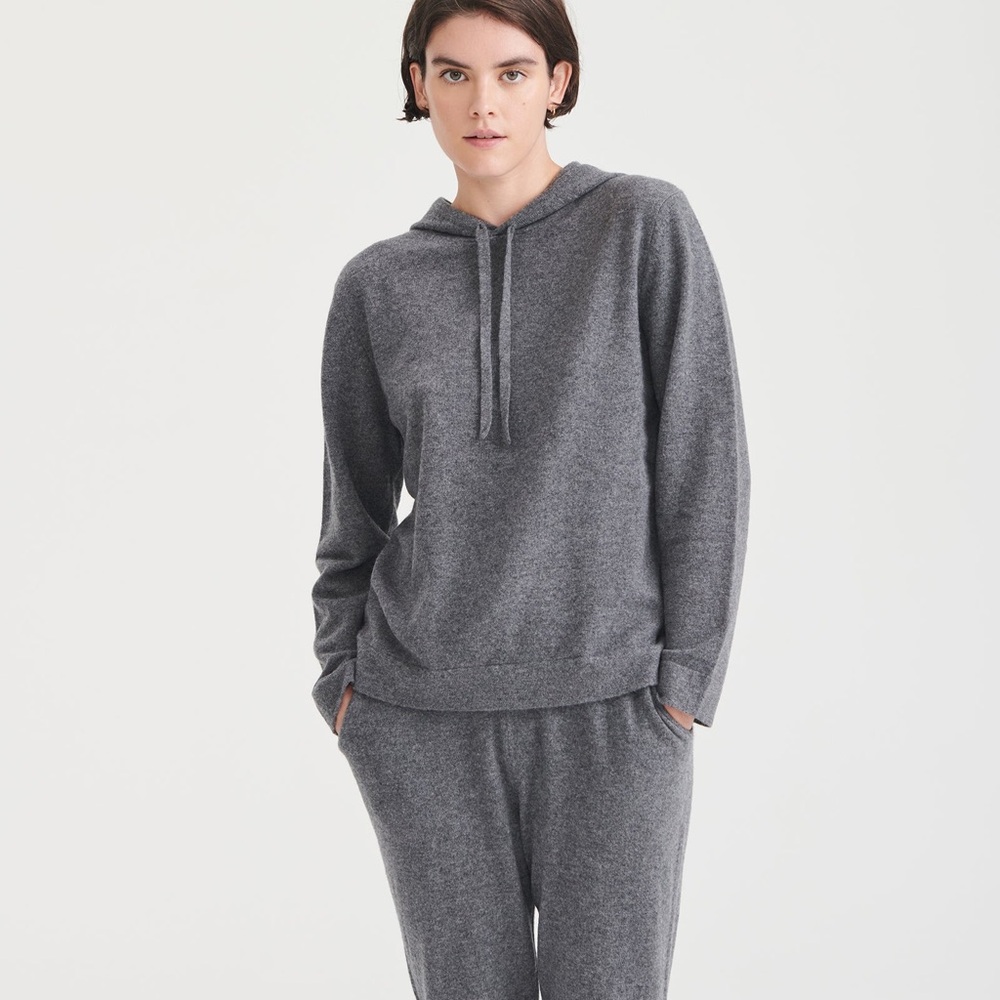 Naadam Grey Signature Minimalist Cashmere Hoodie Size Small